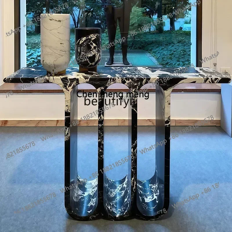 D178  Light luxury entrance table FRP painted marble effect partition console