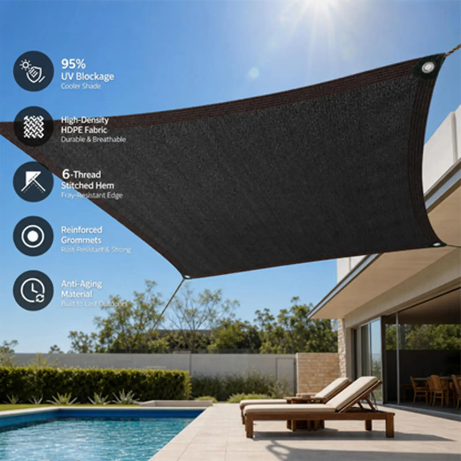 Garden Shade Cloth 9.8x6.5 FT High Density Sunblock Tarp UV Mesh Cover Grommets for Patio Porch Balcony Backyard Canopy