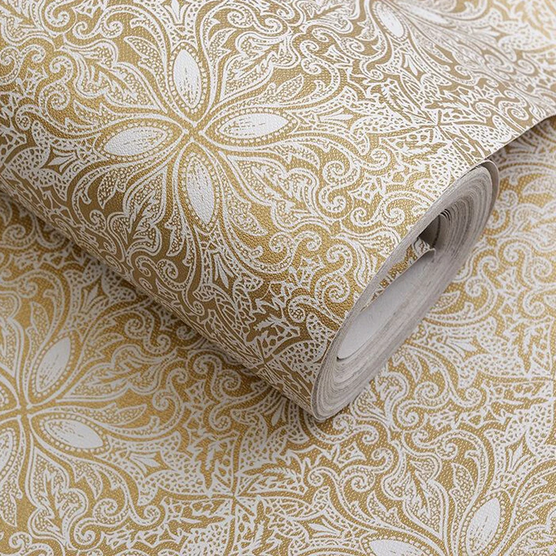 

Self Adhesive Vintage Gold Floral Wallpaper Drawer Shelf Liner Vinyl Contact Paper for Walls Cabinets Dresser Kitchen Furniture