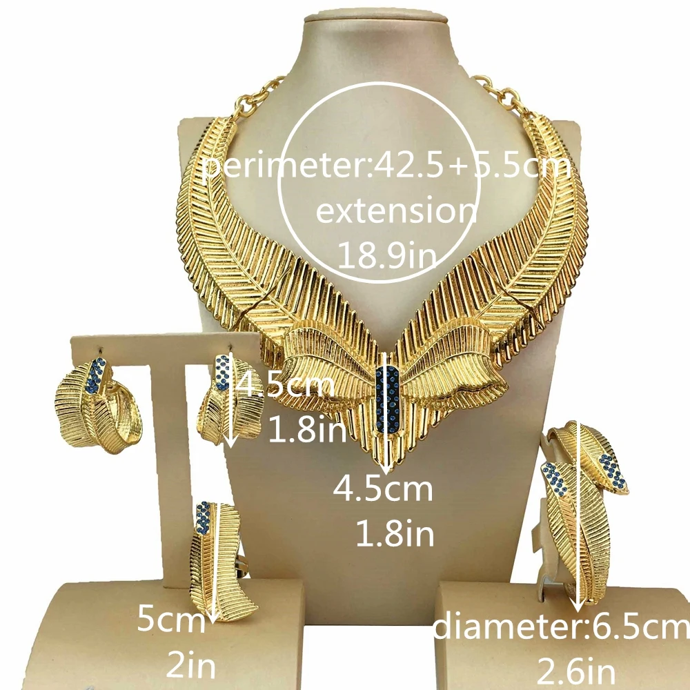 Imagem -02 - Últimas Banhado a Ouro Italiano Jóias Conjunto para Mulheres Colar Grande Festa de Casamento Presente de Natal Fhk17087