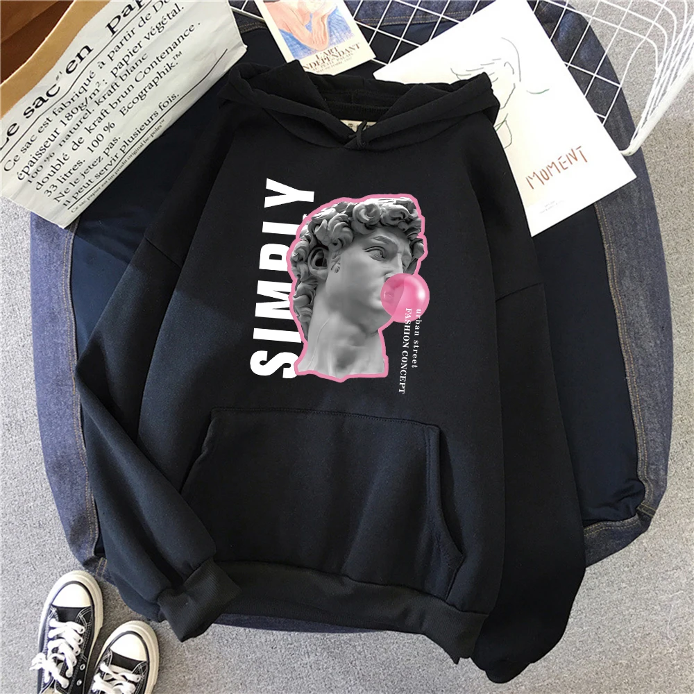 Pink Bubble Sculpture Art Letter Design Hoody Women Fleece Harajuku Hoodie Fashion Multicolor Pullover Loose Pocket Unisex Top