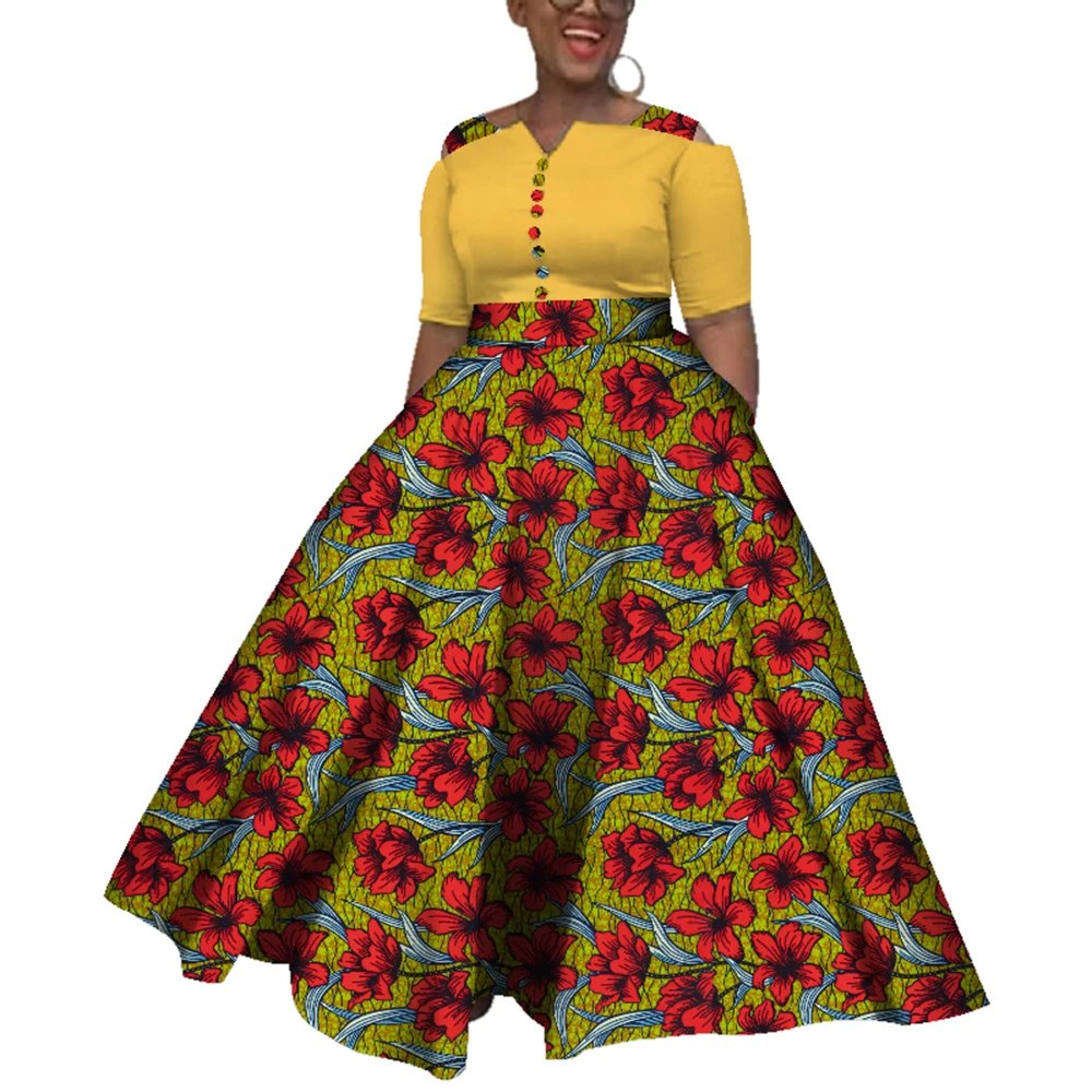 Dashiki Afrikaanse Jurken Voor Vrouwen Kleurrijke Dagelijkse Bruiloft Maat S-6XL Afrikaanse Jurken Voor Vrouwen Enkellange Jurk WY3853