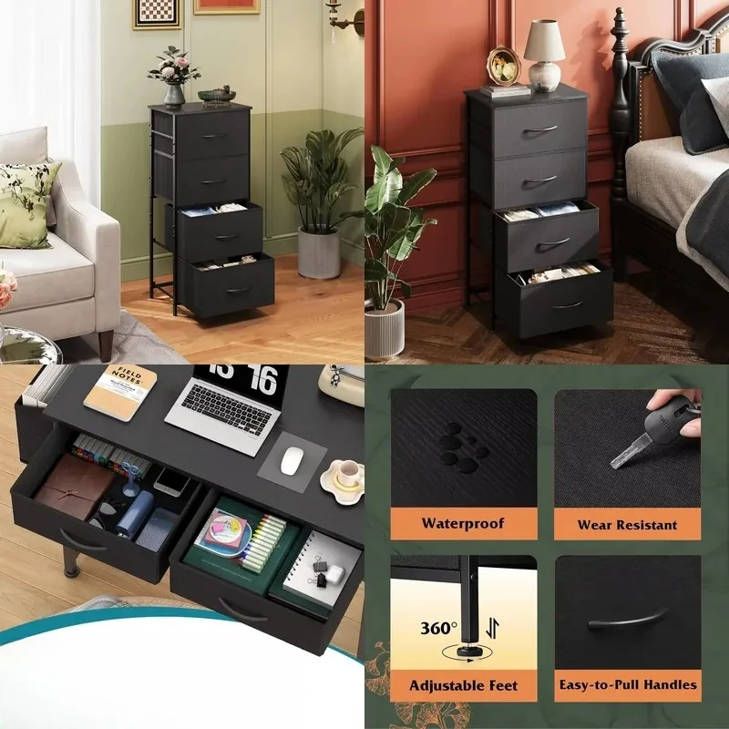 Foldable Oxford Cloth Wardrobe 4 Layer Bedroom Storage Cabinet with Drawers Dustproof Locker Wholesale