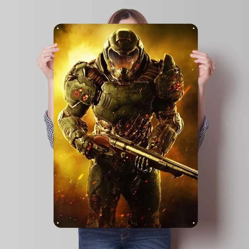 Dooms Posters Home Decoration Accessories Game Signs Wall Art Vintage Metal Tin Sign for Gamer Room Wall Decoration House Decor