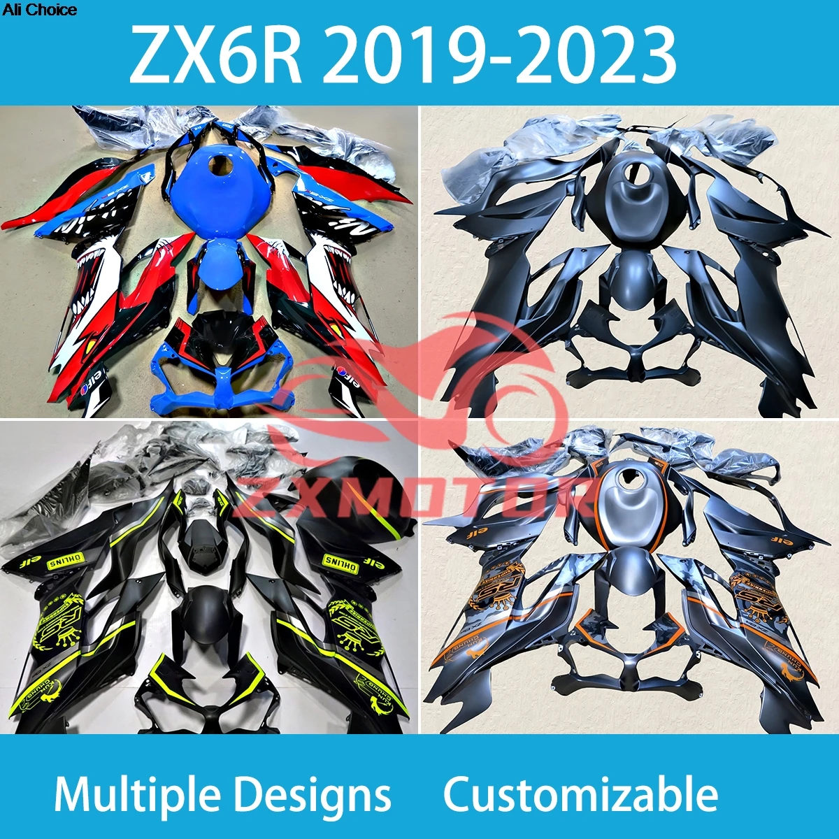 

Подходит для Kawasaki ZX6R 636 2019 2020 2021 2022 2023, обтекатели ZX-6R 19-23, комплект обтекателей для мотоцикла, пластик