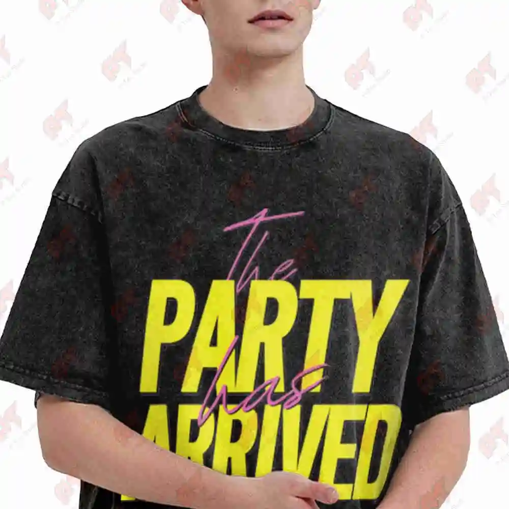 Malle Party's Starting Cheers Vintage Washed Tee Pure Cotton T-Shirt