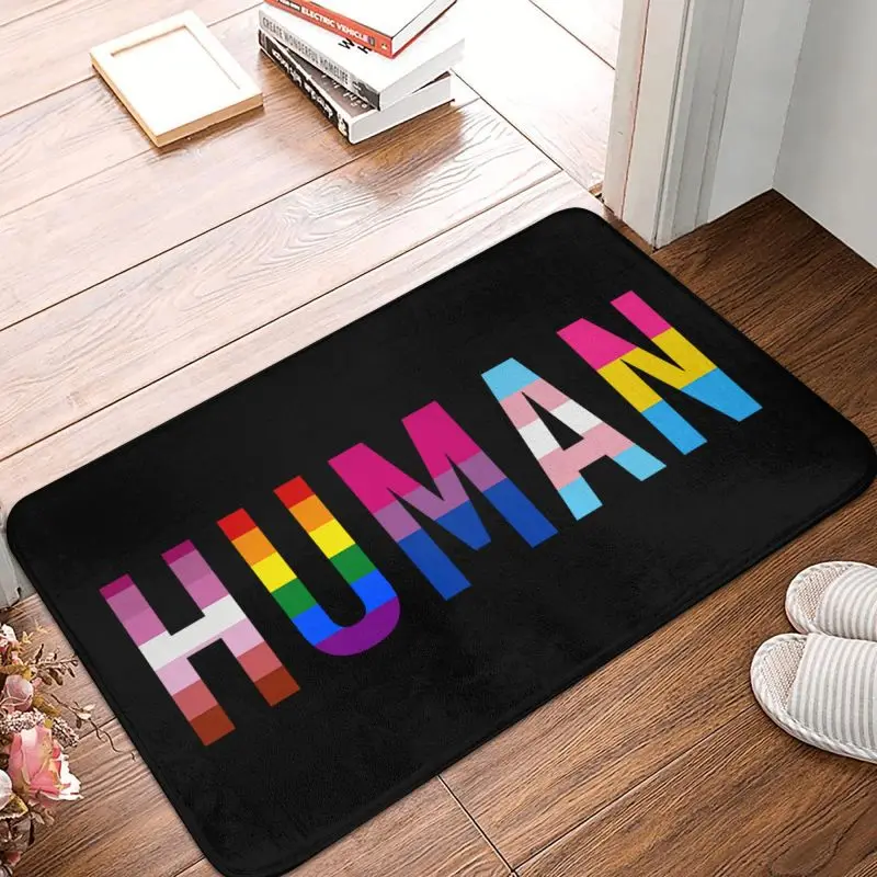 Custom Rainbow Human Lgbt Doormat Anti-Slip Kitchen Bathroom Mat Garden Garage Door Floor Entrance Carpet Rug