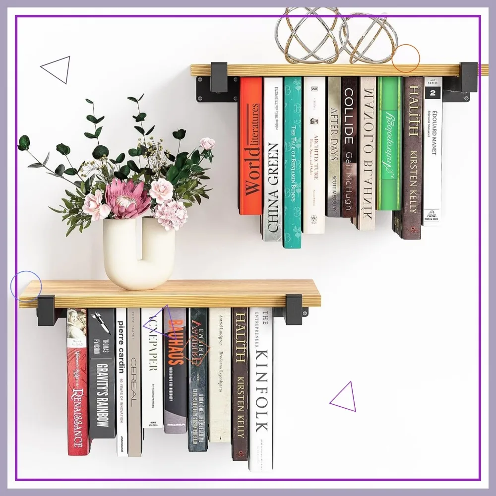 2 conjuntos de estante flutuante, suporte de parede invisível, estante que economiza espaço para decoração de casa