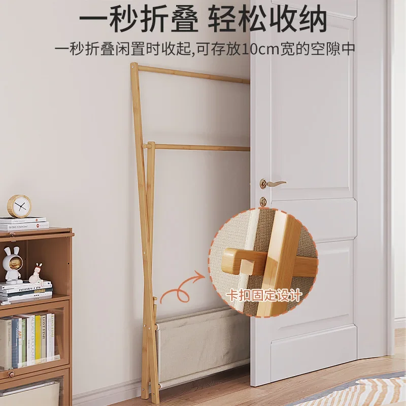 Folding Clothes Rack Living Room Cabinets Clothing Organizer Coat  Hanger Furniture Floor Standing Rack Bedroom Closets