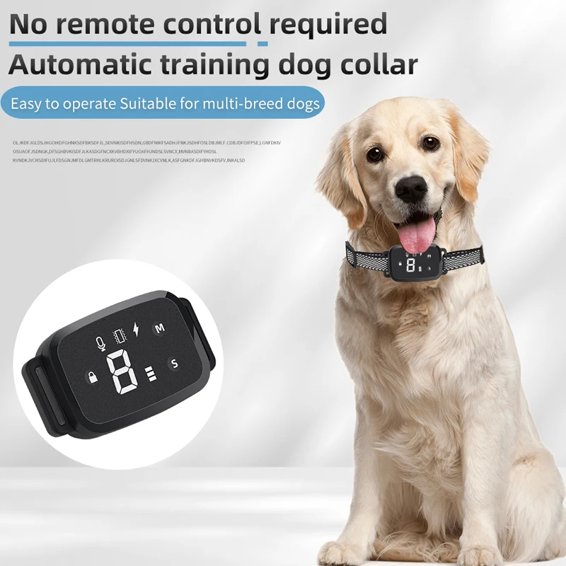 

Smart Automatic Anti Barking Dog Collar LCD Digital Display Waterproof Bark Stopper Dog Trainer Rechargeable Collar For Per