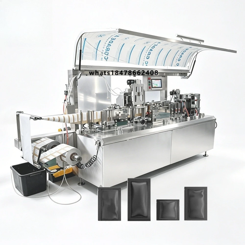 Sterile Alcohol Pad Machine Four Side Sealing Single Sachet Disinfectant Wet Wipe Line