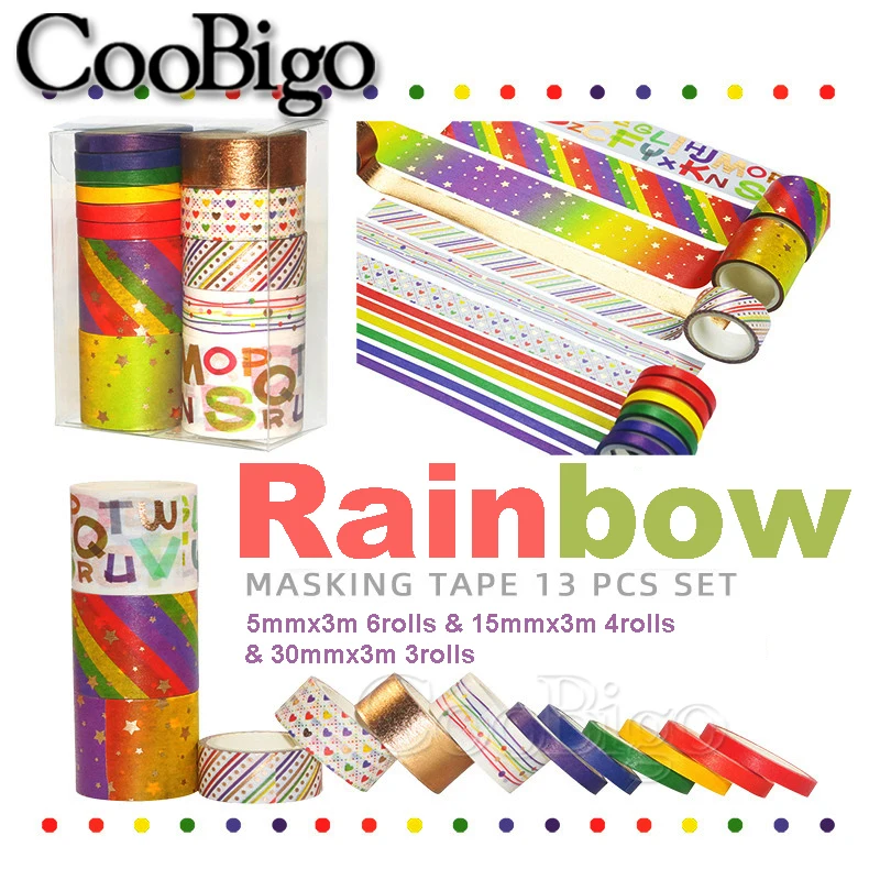 1Set Bronzing Washi Tape Decor Masking Tapes Adhesive Sticker Photo Album Scrapbooking Stationery Diary Gift Wrapping DIY Crafts