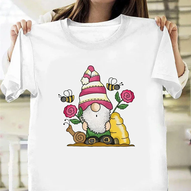 Happy Easter T Shirt Cute Bunny Gnome  Basekt Egg Tops  Gift for Women  Cartoon Streetwear Tee Oversized T-Shirt