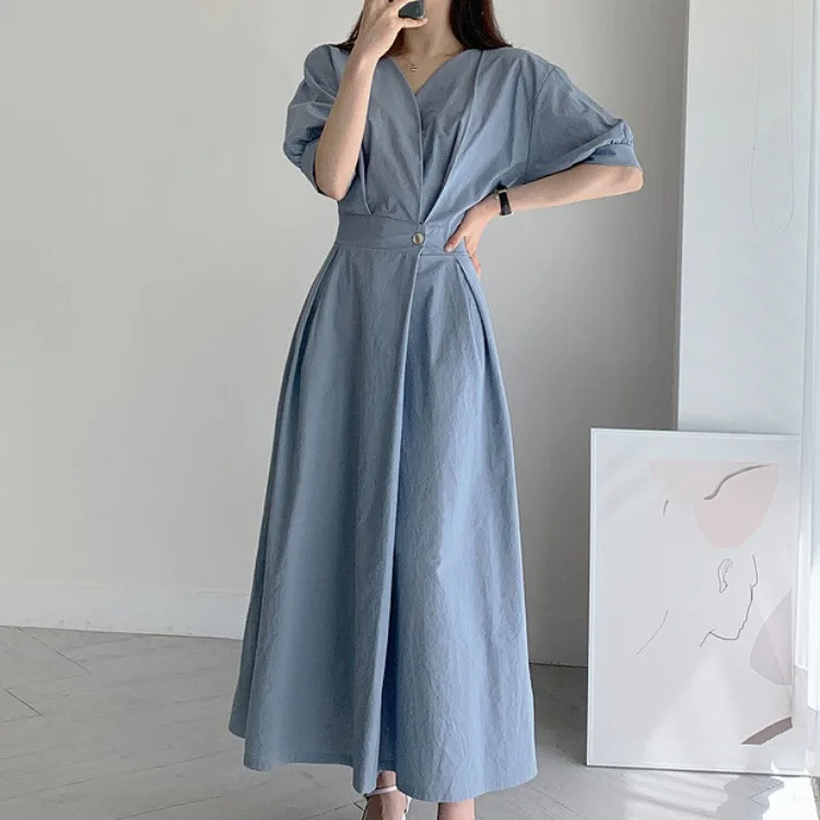 Estate delle nuove donne Dr Chic Coreano Sle Gentle Aosphere Vita-Articamento Dimagrante Lungo Dr Pendolarismo Regular ort Sve