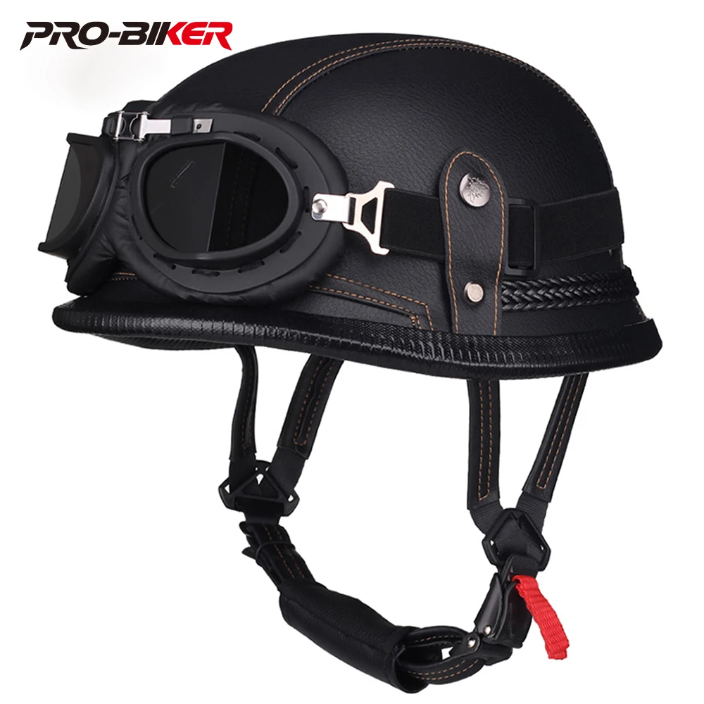 

Мотоциклетный шлем из искусственной кожи для мужчин Casco Moto Retro Vintage Cruiser Chopper Scooter Cafe Racer Cascos Moto Helmet
