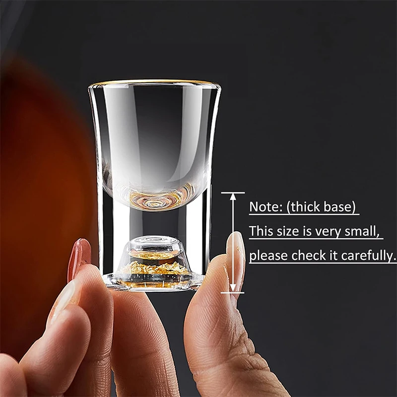 HeY LiLac 6Pcs Shot Glasses 15ML Gold Foil Color Spirits Cups Handmade Crystal 24K Gold Rimmed Shot Glasses Wine Baijiu Cup - view 5