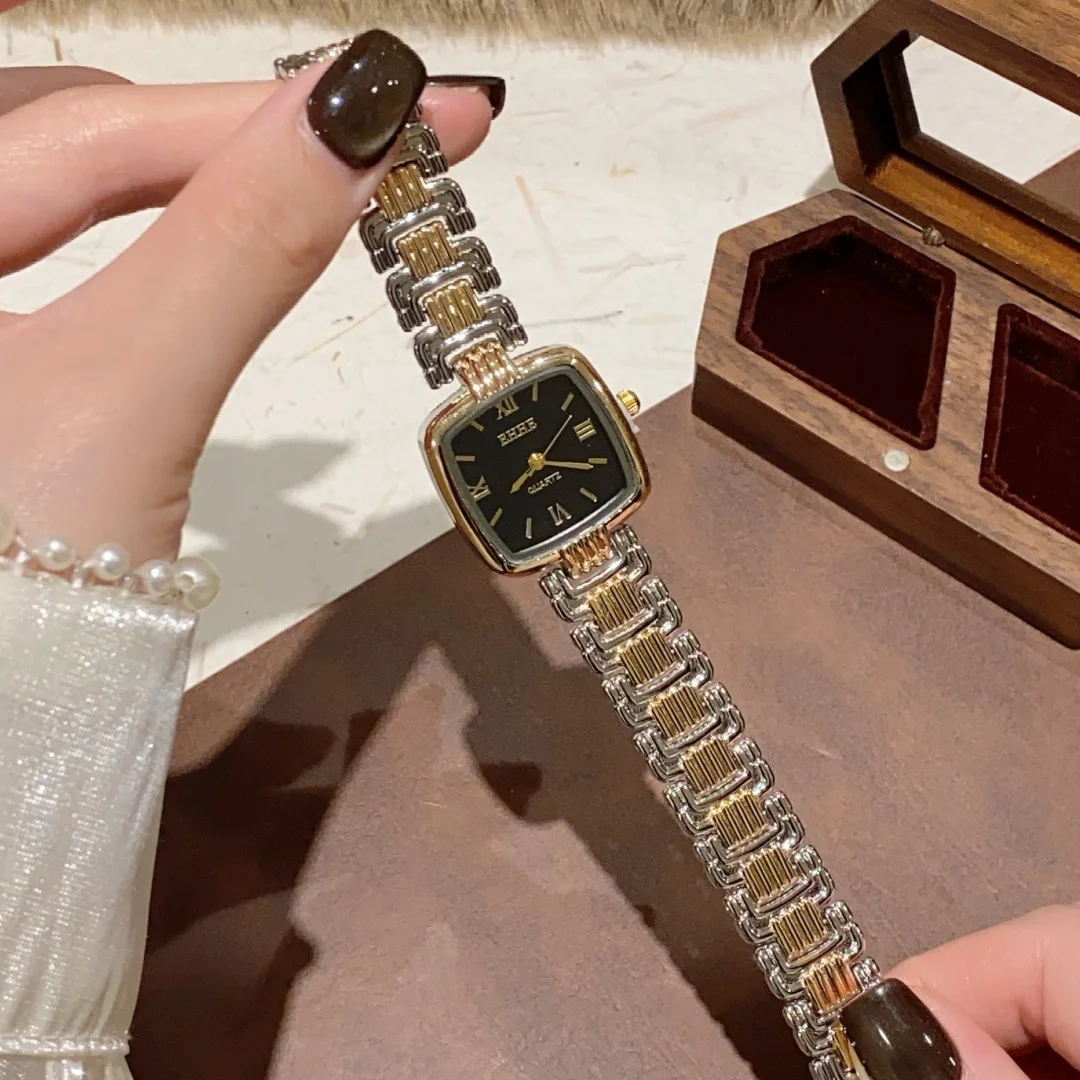 Moda praça dial relógios femininos ouro pulseira senhoras relógio de pulso de quartzo simples femme relogio feminino montre