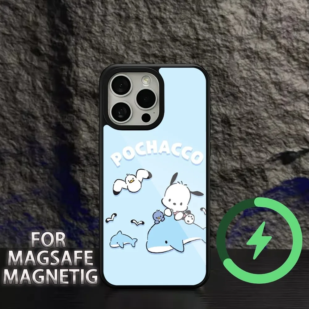 MINISO Sanrio Pochacco  Phone Case For iPhone 15 14 13 12 11 Pro Max Plus Magsafe Magnetic Wireless Charging Cover image 2
