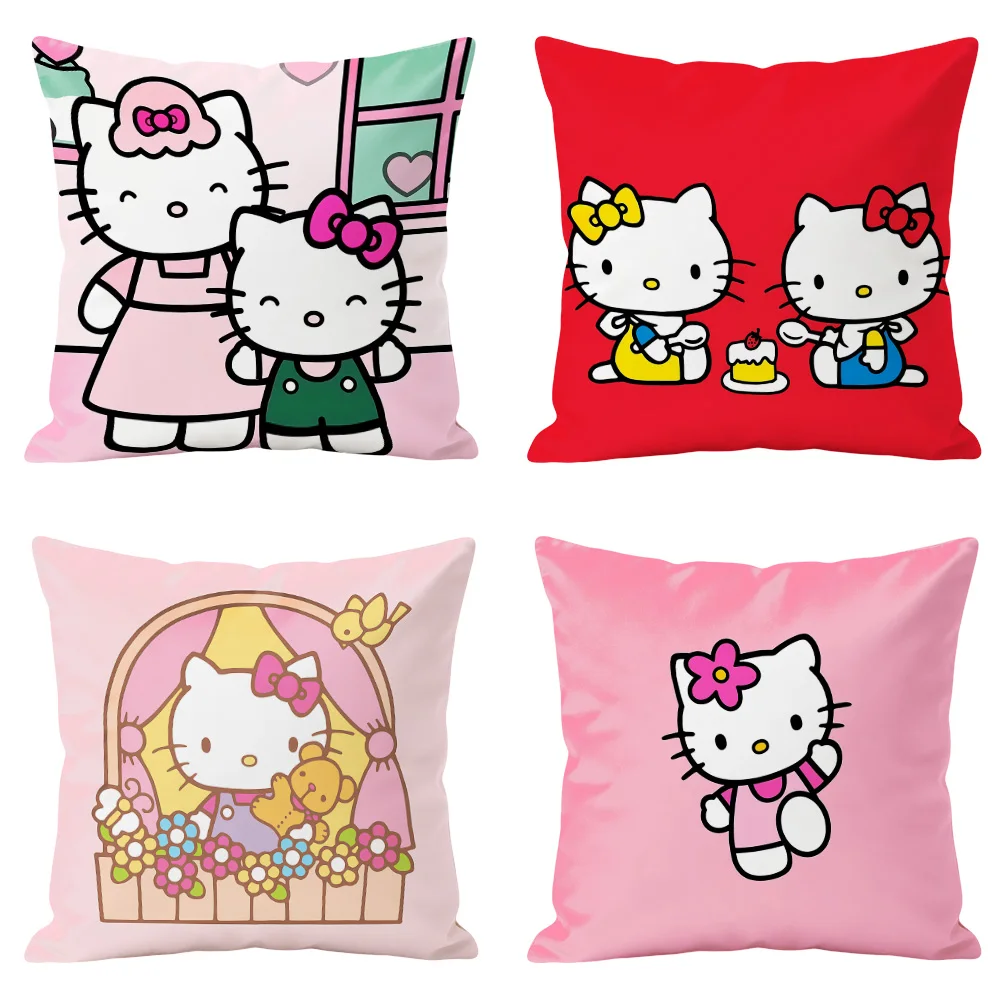 Hello Kitty Cushion Cover Bed Pillow Case Sanrio Cute Kawaii Home Decor Living Room Sofa Pillowcase Gift Idea for Women Friends