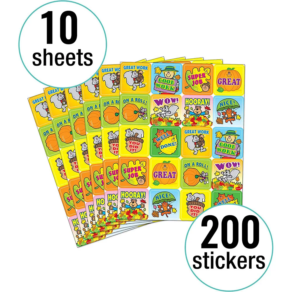 40-200pcs Cartoon English Reward Stickers Children Praise Stickers Primary School Students Can Self Stick Reward Stickers