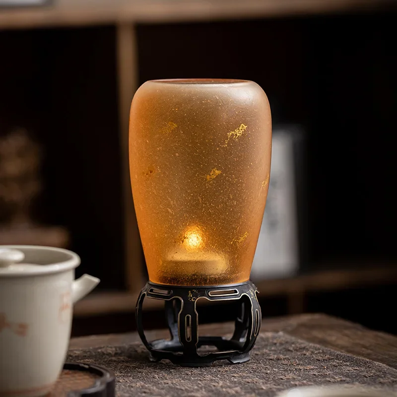 Glazed amber candlestick atmosphere light Chinese kung fu tea set accessories
