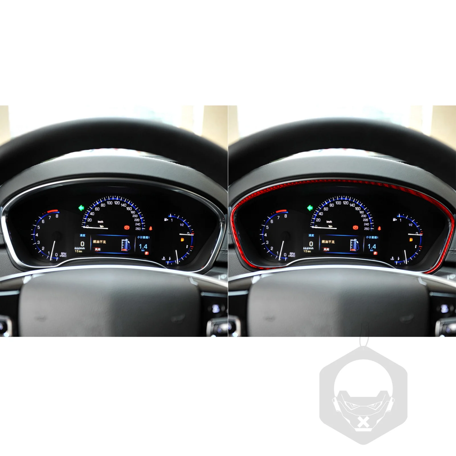 For CADILLAC SRX 2010-2012 Dashboard Display Speedometer Frame Red Soft Carbon Fiber Car Interior Accessories Decoration Sticker