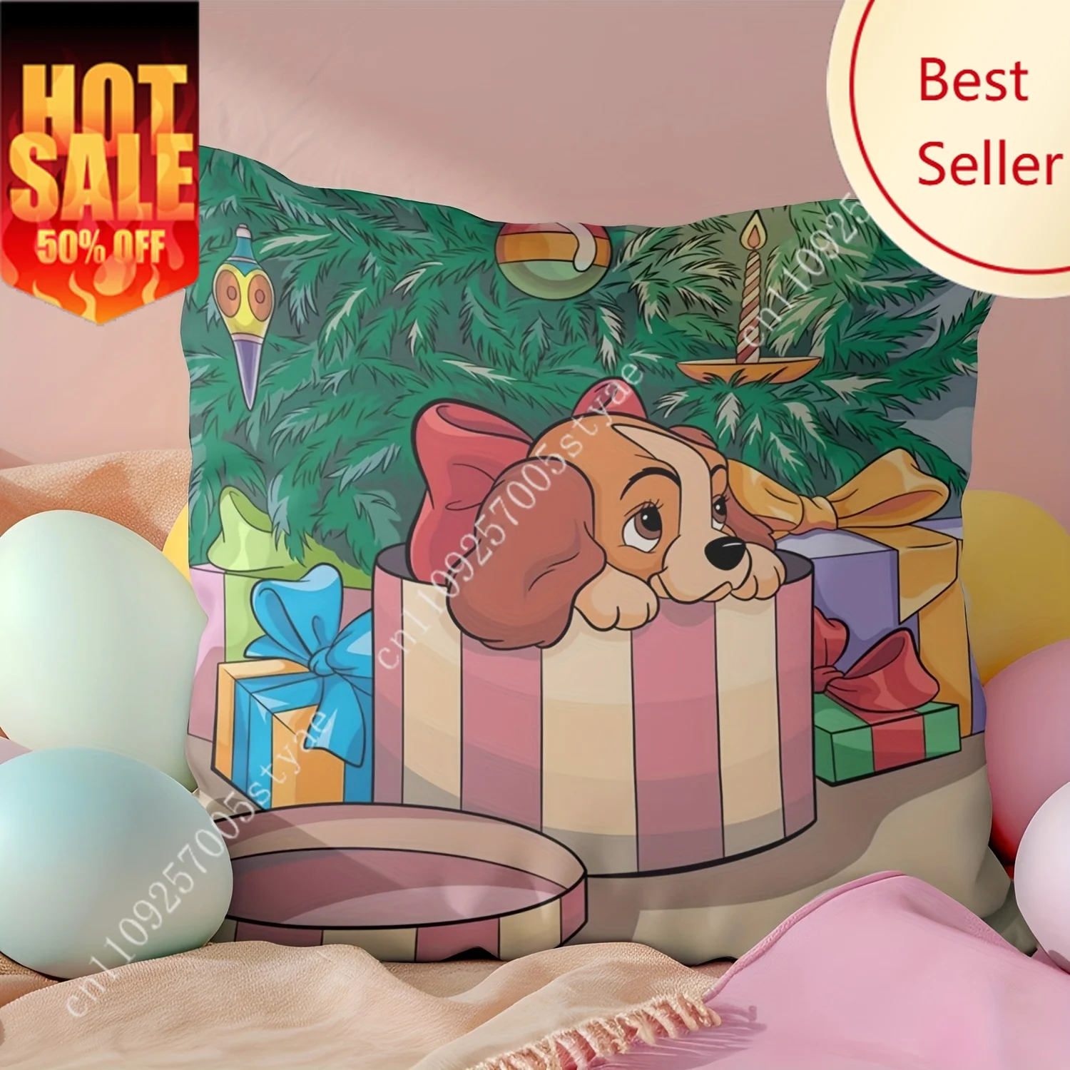 

Lady The Tramp Pillowcase Disney Cartoon Pillow Case Soft Sofa Bed Decoration Holiday Party Boy Girl Gifts Custom Pillow Cover