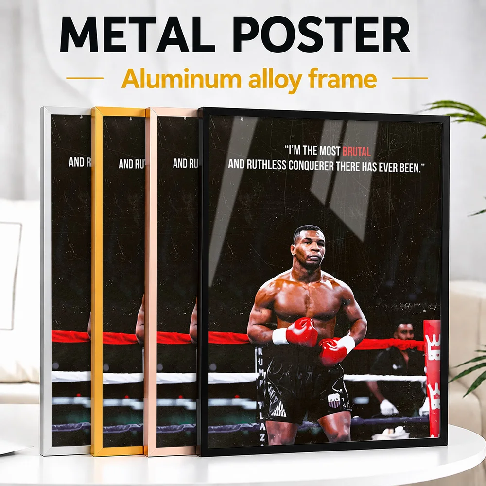 Mike Tyson Quotes Framed Aluminum Metal Poster Personalized Photographic Wall Art For Training Studio, Fitness Enthusiast Gift