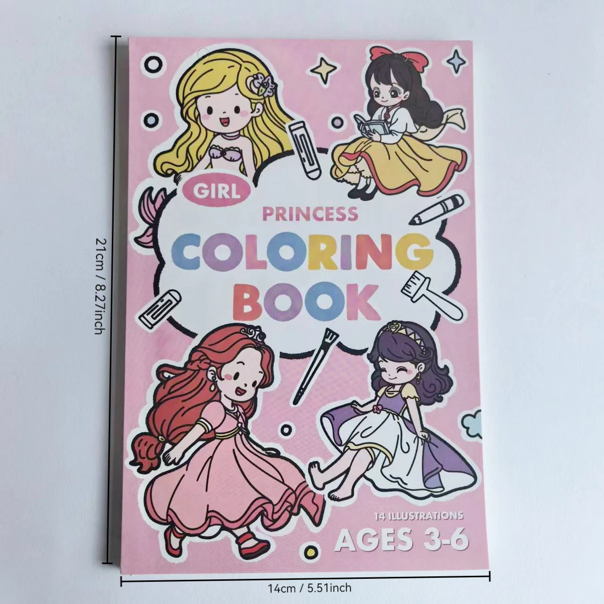 14 Illustrations Removable Loose-Leaf Ring Princess/Transportation-Themed Illustrations For Creative Coloring Book Drawing