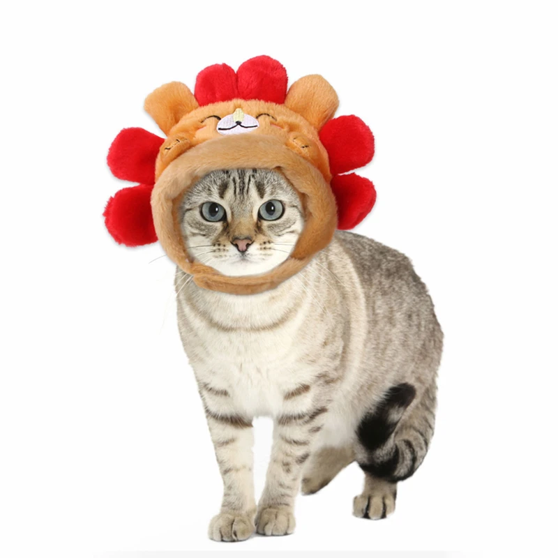 Pet Headdress Halloween Cosplay Hat Multiple Styles Cat Teddy Holiday Dress Up Sun Trick Fortune Headdress Wig Cat Headgear Hat