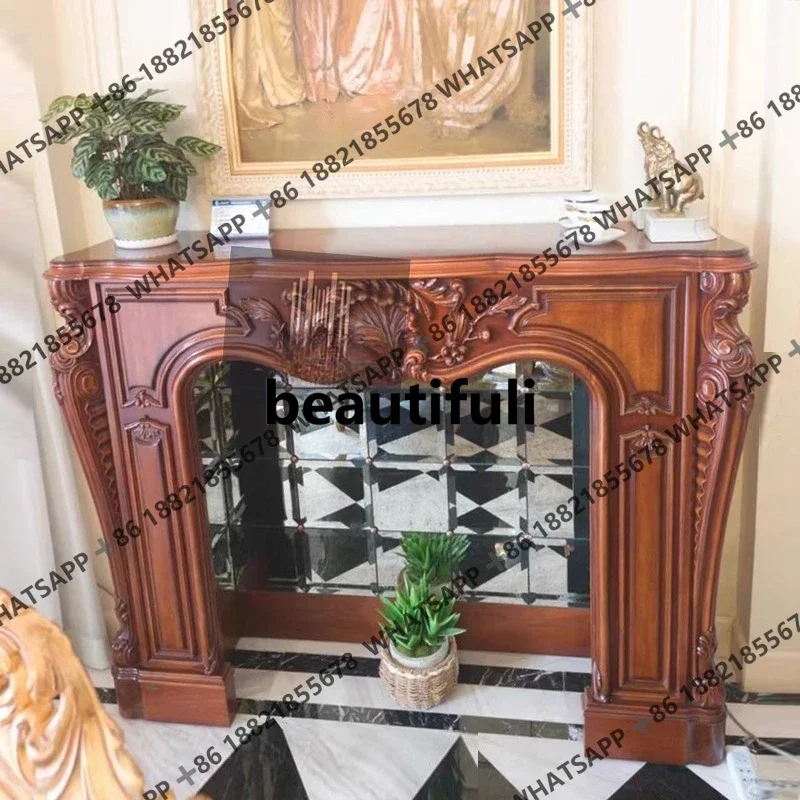 ZJEuropean-style  cabinet American-style carved living room background wall shelf entrance entrance cabinet floor cabinet