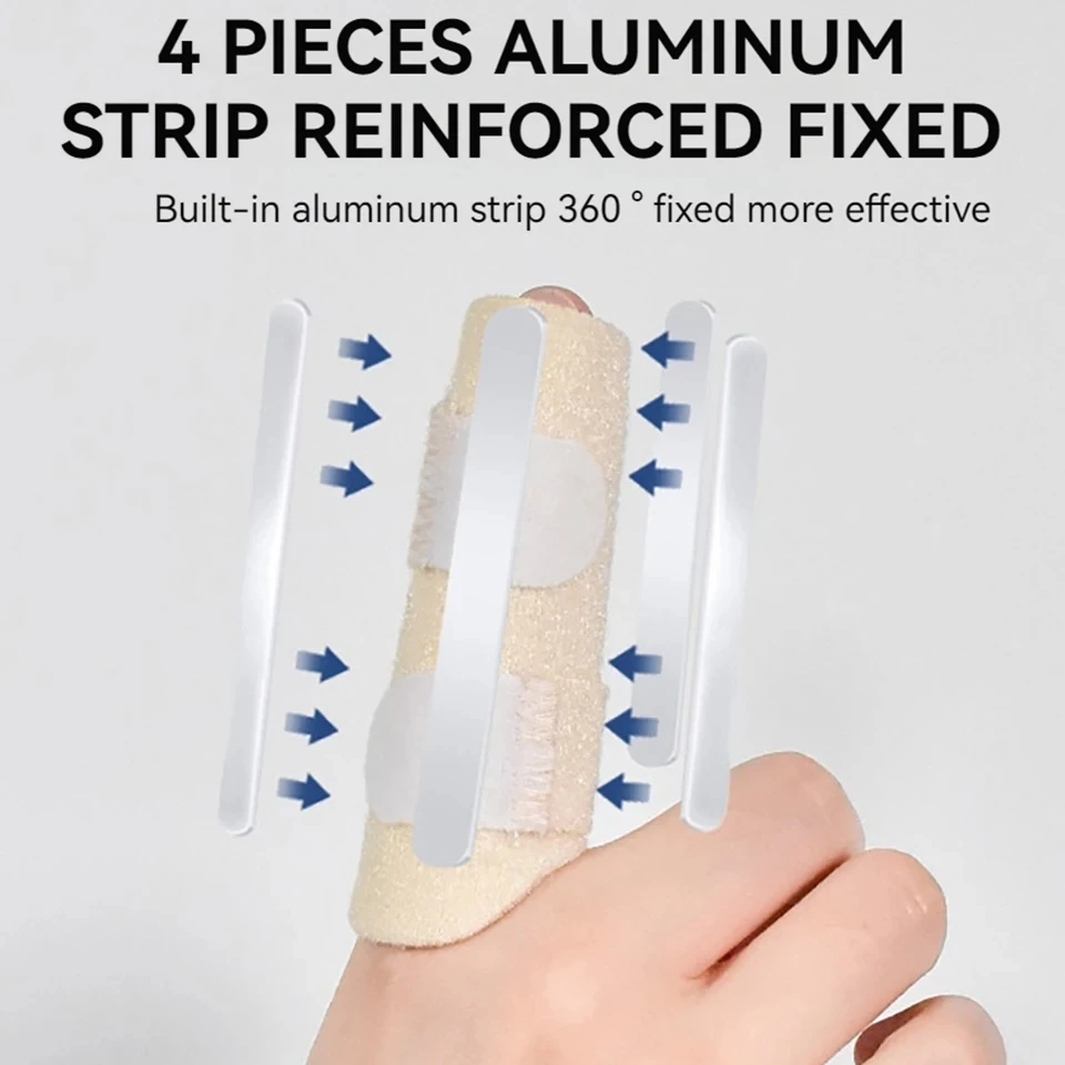 1Pcs Finger Fixation Splint Knuckle Pads 4 Aluminum Bars Reinforcement Fixation Thumb Retainer Ring Finger Bending Straightening