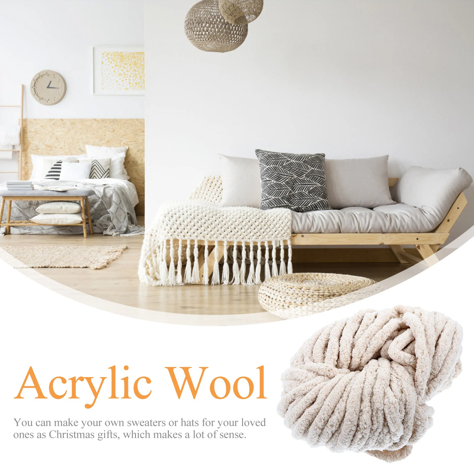 

Coarse Woolen Yarn Chunky Blanket Line Acrylic H knitting Thick 03m White Anti pilling Non fading Knitting Supplies ic Wool