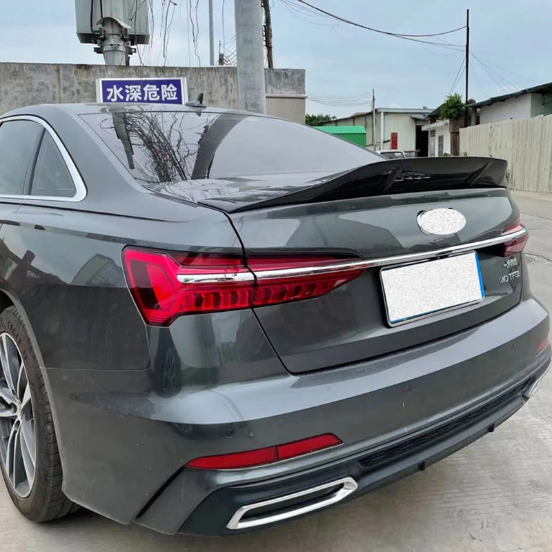 

For Real Carbon Fiber Spoiler Wing NEW Audi A6 S6 C8 Sedan CAR Trunk Boot Rear Lip Tail FIN Accessories R Style 2019-2023