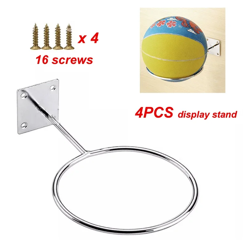 4PCS Wall Mounted Sports Basketball Display Rack Round Sports Basketball Soccer Bracket Indoor Wall Fixed Ball Bracket