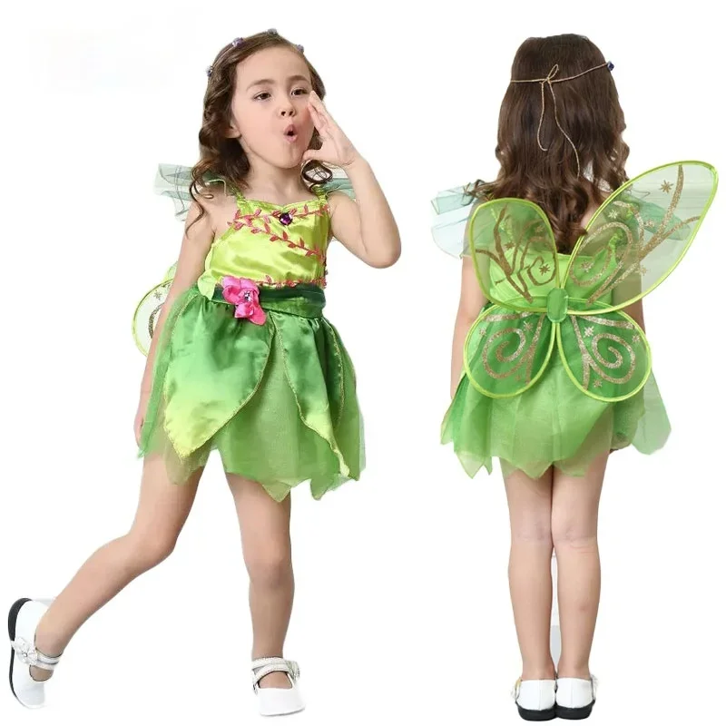 

Girls Costume Fower Fairy Butterfly Fairy Cosplay Skirt Including Wings Headdress Garland Halloween Carnival Clothes