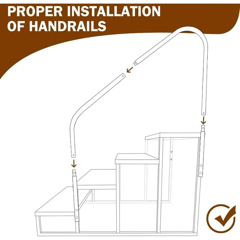 RV Steps with Handrails, 4 Step RV Stairs 660 lbs Load Capacity, Step Ladder with Anti-Slip Panel, Mobile Home Stairs