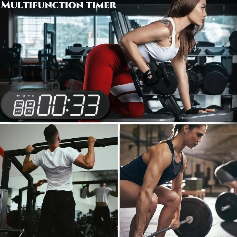 Portable Gym Timer USB Rechargeable Interval Stopwatch with Buzzer Magnetic Large Display Fitness Training Clock