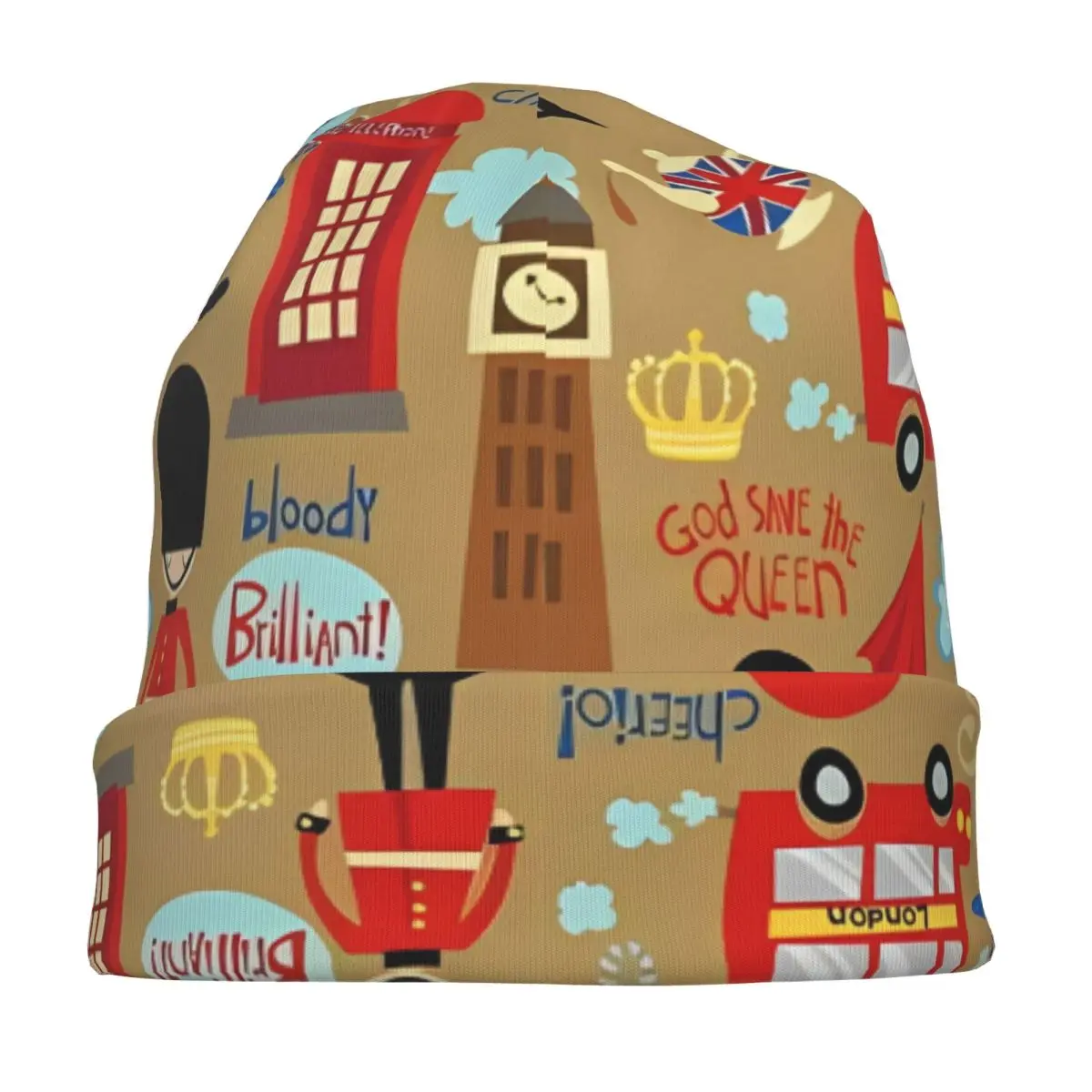 سحر لندن Skullies Beanies القبعات الخريف الشتاء للجنسين في الهواء الطلق قبعة دافئة الحرارية مطاطا بونيه