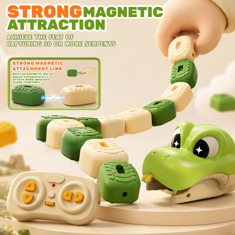 RC Magnetic Snake Toy Remote Control Greedy Beans Chasing Snake Car Interactive Educational Toy Kids Birthday Christmas Present