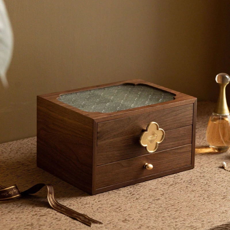 Wooden Jewelry Storage Case Large Earrings Ring Organizer Box Vintage Bracelet Boxes Multifunctional Jewelry Storage Cases