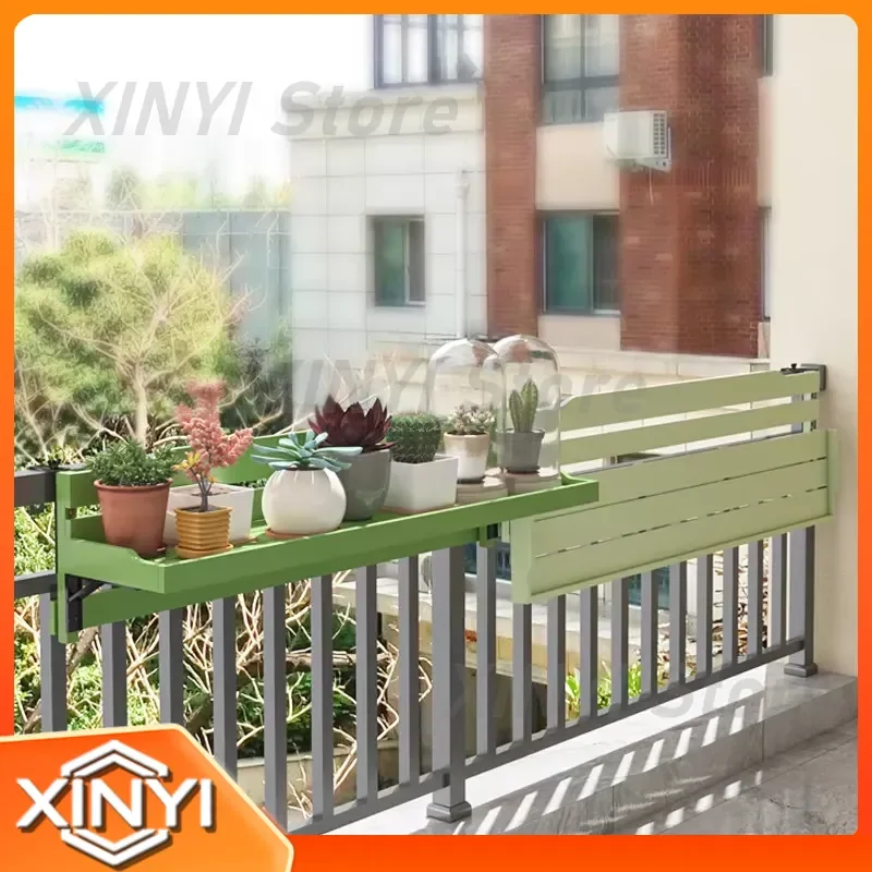 Foldable Wooden Balcony Guardrail Flower Stand for Succulents Hanging Window Sill Pot Display Shelf for Indoor Outdoor Use
