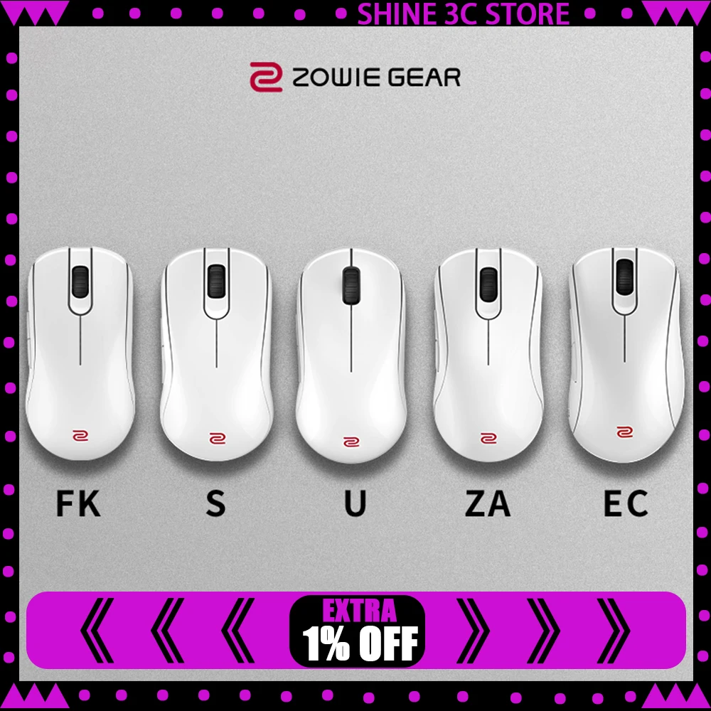 

ZOWIE GEAR U2/EC/S/FK/ZA-DW White Mouse Dual Mode Wireless Mouse Paw3950 4000Hz Polling Rate Gaming Mice PC Accessories