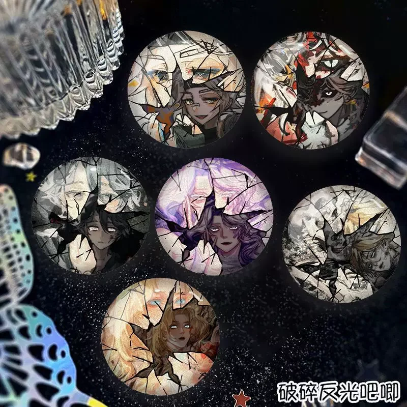 

Identity V Naiad Grace Rosemary Carl Joseph Broken Glass Reflective Badge, Double Flash Anime Pin, 2d Game Goods Keychain Gift