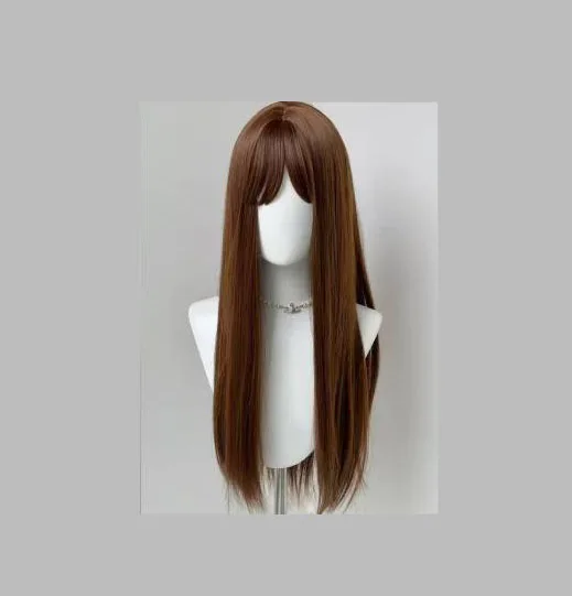 Smooth non knotted wig, black long straight hairstyle, cute girl, practical gift for family and friends