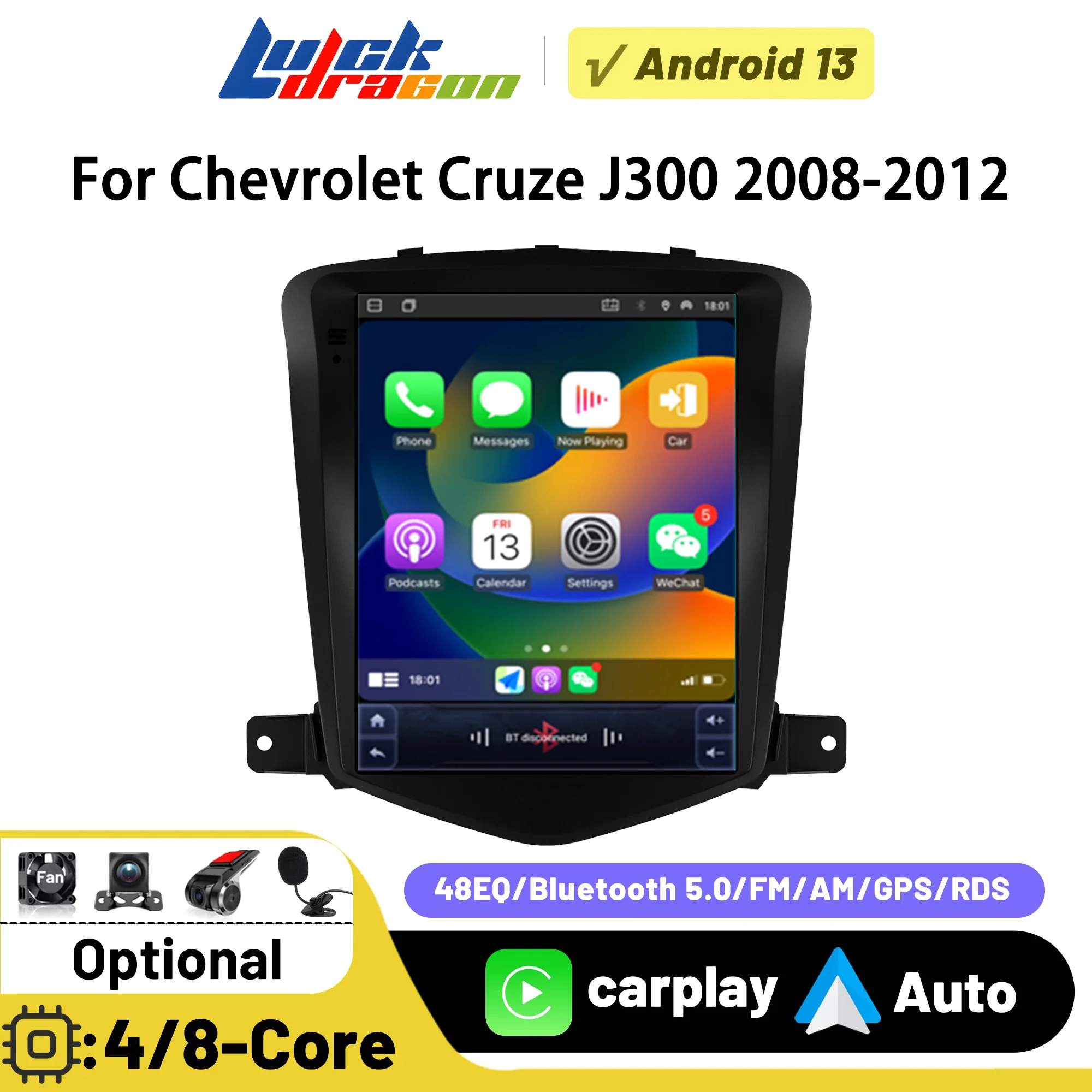 

2Din Android 13 Автомобильная интеллектуальная система для Chevrolet Cruze J300 2008-2012 Carplay Android Авто Радио Bluetooth с GPS Navi