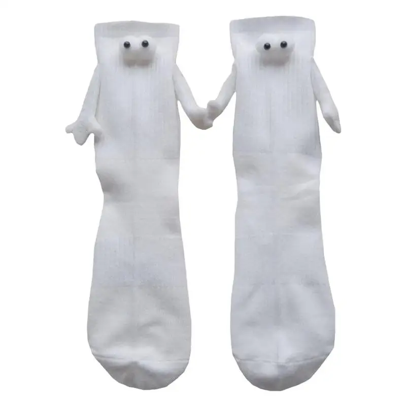 Hand Holding Socks Magnetic Hand Holding Mid Tube Cute Socks With Eyes Magnetic Suction 3D Doll Couple Socks Couple Funny Socks