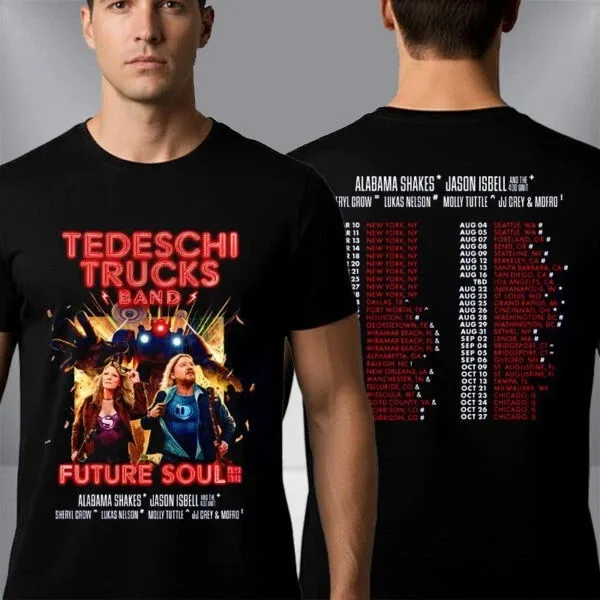 Футболка унисекс Tedeschi Trucks Band Future Soul 2026 с графиком тура и датами выступлений
