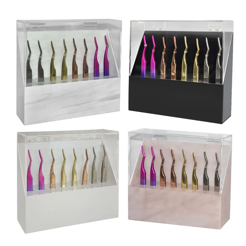 1PC Anti-Static Tweezers for Eyelash Extension Nail Art / Tweezer Holder Storage Box Lashes Brush Organizer Case Makeup Tool