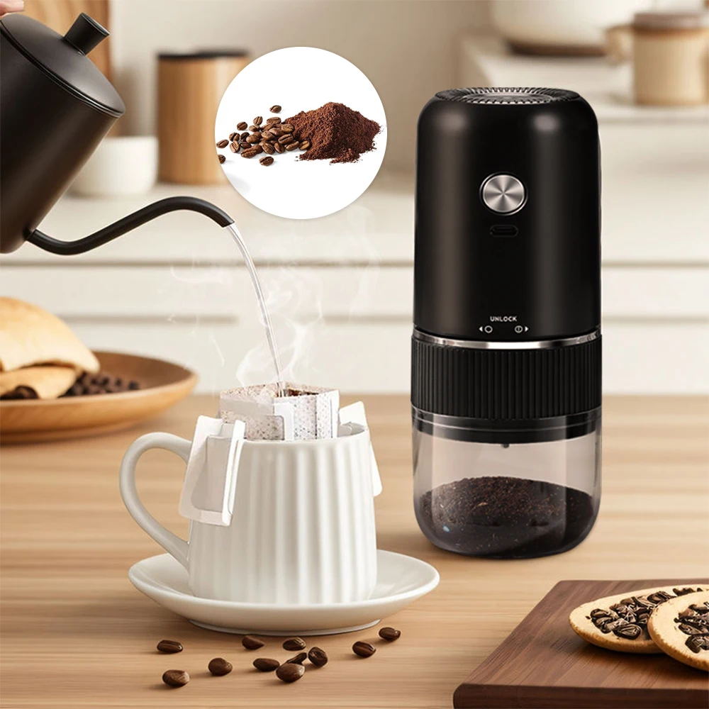 

Электрическая мельница для кофейных зерен, 1200 мАч, USB перезаряжаемая керамическая мельница с сердечником, автоматическая беспроводная портативная машина для измельчения кофейных зерен